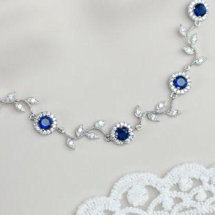 Blue Sapphire Bridal Necklace, Sapp..