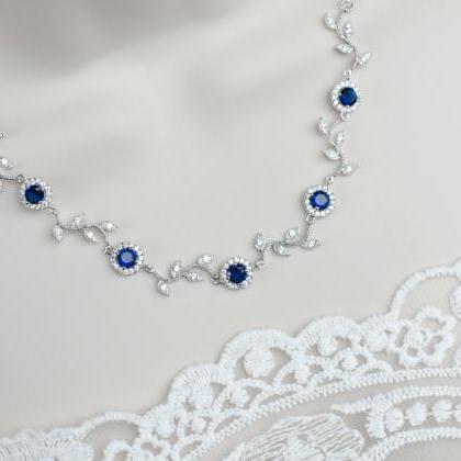 Blue Sapphire Bridal Necklace, Sapp..