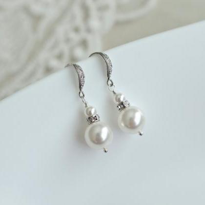 Bridal Earrings, Classic Bridal Pearl Earrings,..
