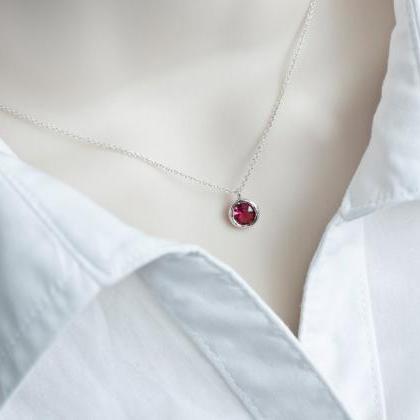 Red Ruby Necklace, Red Ruby Round Glass Drop,..