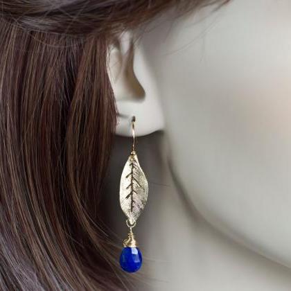 Lapis Lazuli Earrings, Lapis Lazuli Gold Leaf..