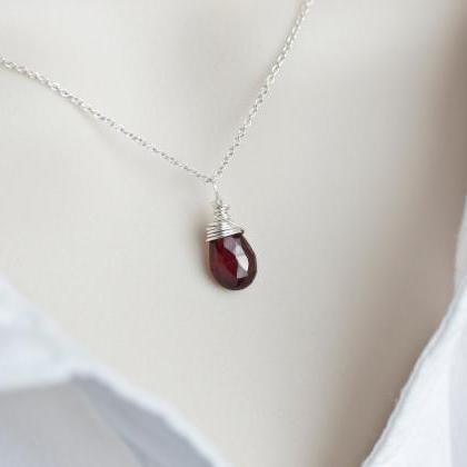 Garnet Necklace, January Birthstone Necklace,..