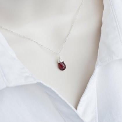 Garnet Necklace, January Birthstone Necklace,..