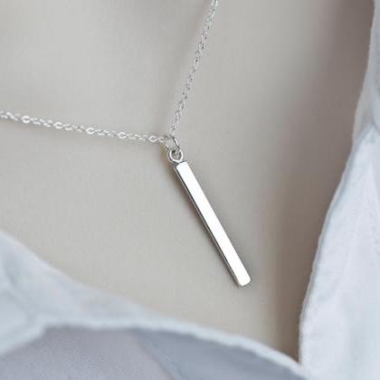 Sterling Silver Bar Necklace, Verti..