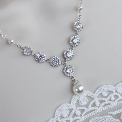 Bridal Necklace, Bridal Pearl Neckl..