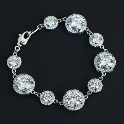 Bridal Bracelet,Cubic Zirconia Brid..