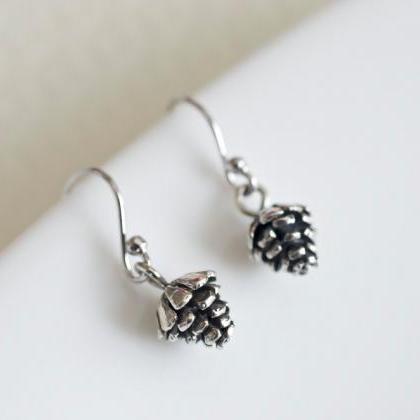 Sterling Silver Pinecone Earrings, Pine Cone,..