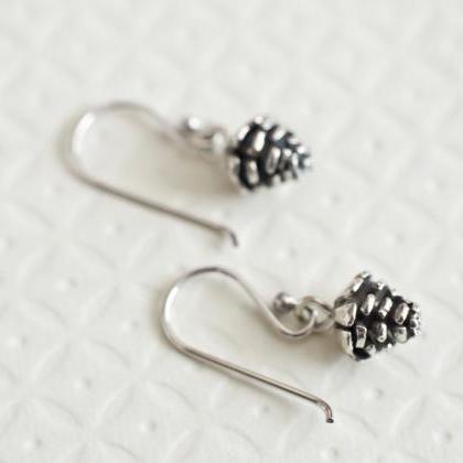 Sterling Silver Pinecone Earrings, Pine Cone,..