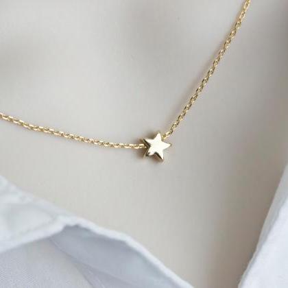 Tiny Star Necklace, Gold Plated Sta..