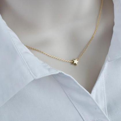 Tiny Star Necklace, Gold Plated Sta..