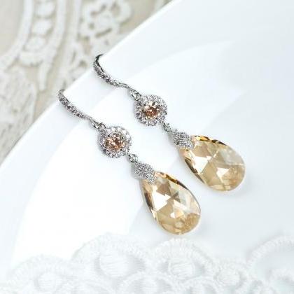 Golden Champagne Bridal Earrings,bridesmaids..