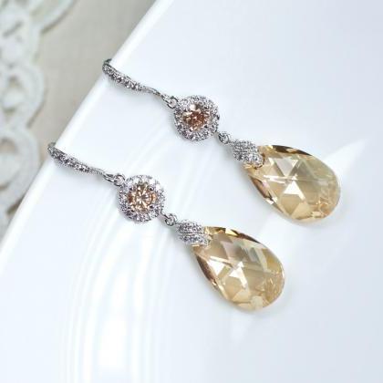 Golden Champagne Bridal Earrings,bridesmaids..