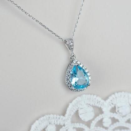 Aquamarine Necklace, Bridal Necklace, Bridesmaids..