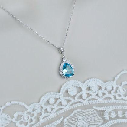 Aquamarine Necklace, Bridal Necklace, Bridesmaids..