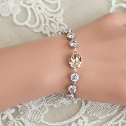 Gold Champagne Bracelet, Light Silk, Wedding..