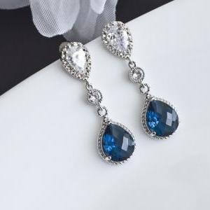 Sapphire Earrings, Blue Sapphire Bridal Earrings,..