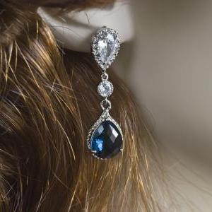 Sapphire Earrings, Blue Sapphire Bridal Earrings,..