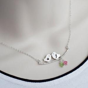 Personalized Initial Love Birds On Branch..