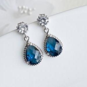Blue Sapphire Bridesmaids Earrings, Blue Sapphire..