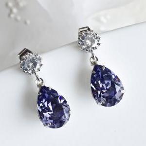 Purple, Tanzanite Swarovski Earrings, Bridesmaids..