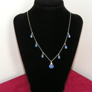 Blue Chalcedony Necklace, Blue Periwinkle..