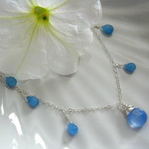 Blue Chalcedony Necklace, Blue Periwinkle..