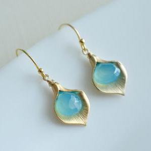 Bridesmaids Earrings - Gold Plated Cala Lily And..