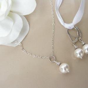 Single Pearl Necklace, Bridal Pearl Necklace,..