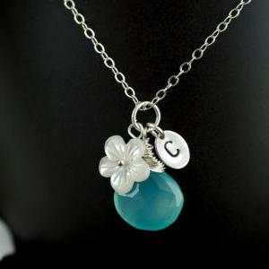 Custom Initial Necklace, Custom Stone, Silver Tiny..