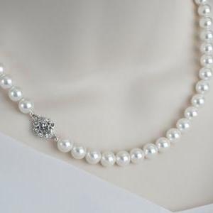 Pearl Necklace, Bridal Pearl Necklace Vintage..