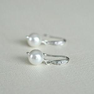 Bridal Pearl Earrings ,white/ivory Swarovski..