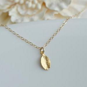 Tiny Leaf Gold Plated Necklace