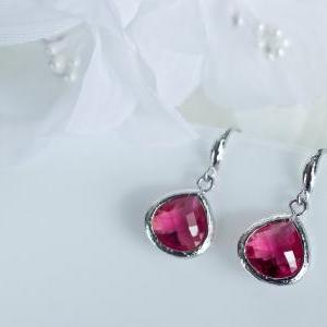 Ruby Earrings, Bridesmaids Earrings, Ruby Glass..