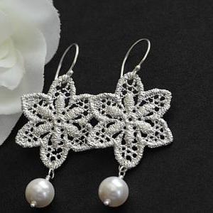 Romantic Lace Earrings...rhodium Plated Lace..