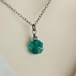 Emerald Green Clover Necklace, Emerald Green..