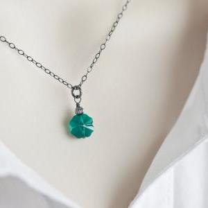 Emerald Green Clover Necklace, Emerald Green..