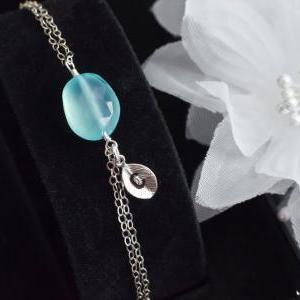 Personalized Bracelet, Aqua Blue Chalcedony..