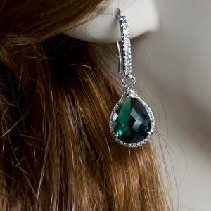Emerald Green Earrings, Bridesmaids Earrings,..