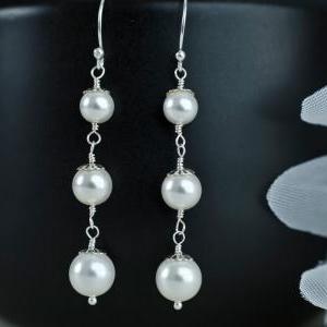 Bridal Earrings, Pearls Earrings, White/ivory..