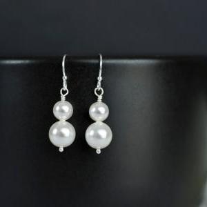 Bridal Pearl Earrings, Duo Swarovsk..