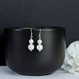 Bridal Pearl Earrings, Duo Swarovsk..
