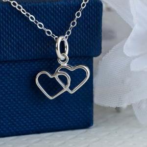 Heart Necklace, Love Necklace, Two Little Hearts..