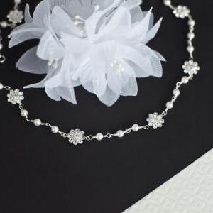 Bridal Necklace, Swarovski Pearl an..