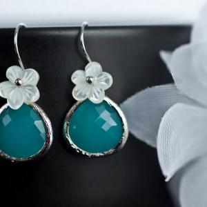 Bridesmaids Earrings, Mint Opal Glass Earrings,..