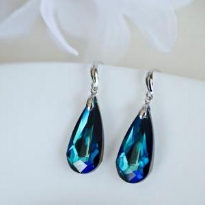 Bermuda Blue Earrings, Swarovski Crystal Earrings,..