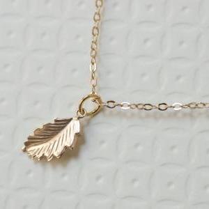 Gold Leaf Necklace, Gold Filled Lea..
