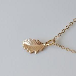 Gold Leaf Necklace, Gold Filled Lea..