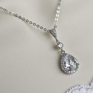 Bridal Necklace, Bridal Jewelry, Cubic Zirconia..