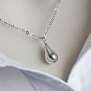 Teardrop Necklace, Sterling Silver Teardrop Necklace, Modern Minimalist Necklace