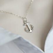 Anchor Necklace, Minimalist Modern Anchor Necklace,Dainty Silver Anchor Necklace - Nautical Jewelry